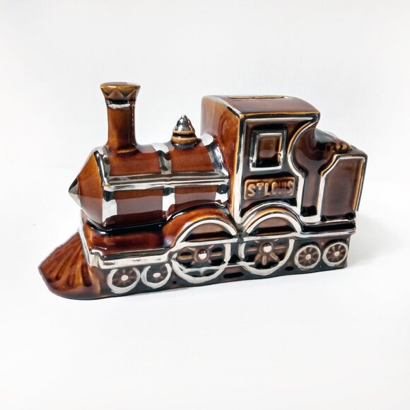 Vintage Price Kensington-St. Louis  Steam Train Bank Hand painted-marked-"8.5" - Picture 2 of 10